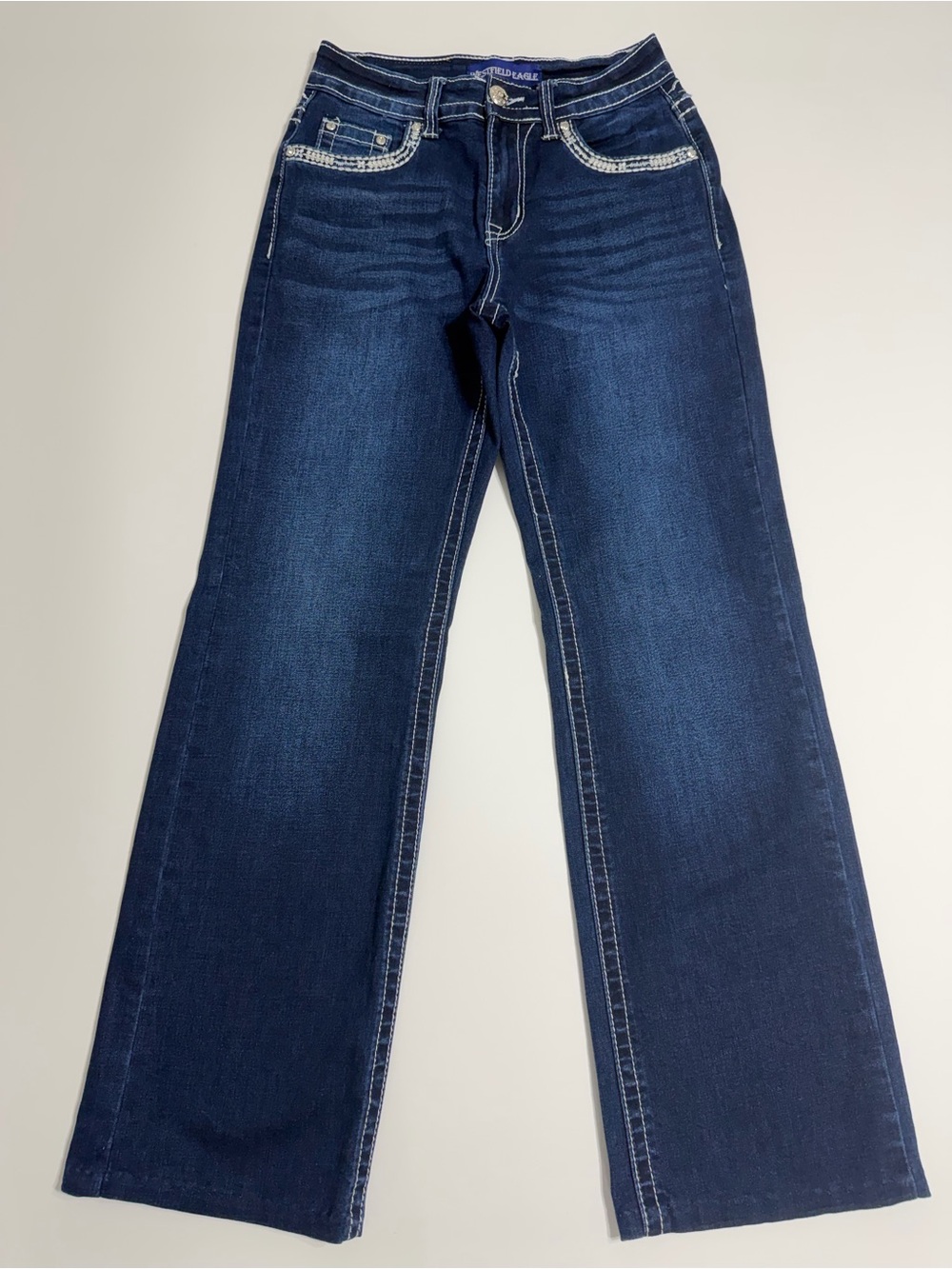 Westfield Eagle Size 5 Rhinestone Embroidered Bootcut Flare Jeans Western Y2K